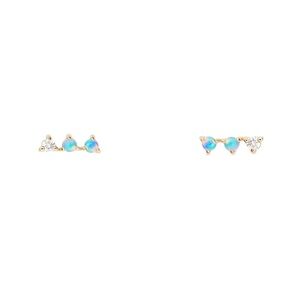 Wwake | Three-Step Opal and Diamond Stud Earring (Single)